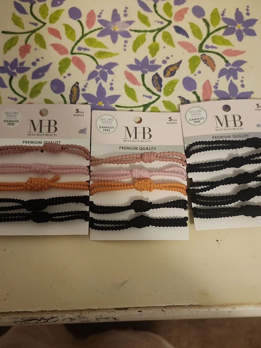 JASVERLIN No Metal Hair Elastics - Black, Gray, White (3 Pack)